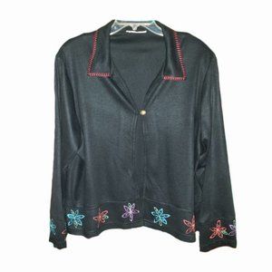 Woman's Black Embroidered Cardigan